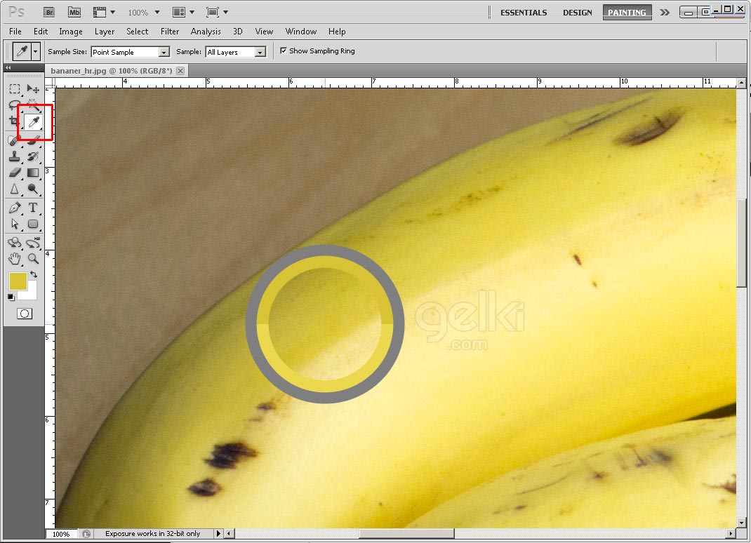 gul banan färgstick i photoshop