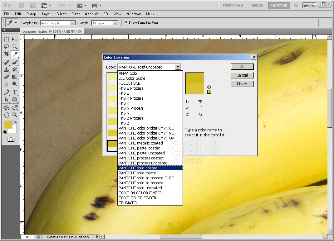 gul banan färgstick i photoshop