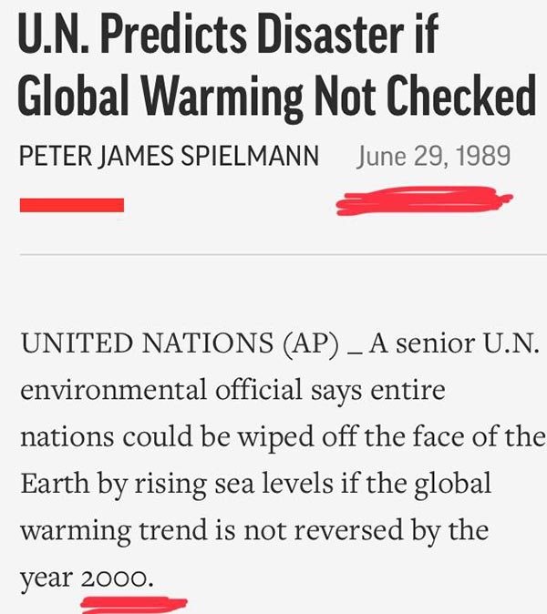 UN Peter James global klimat varning 1989