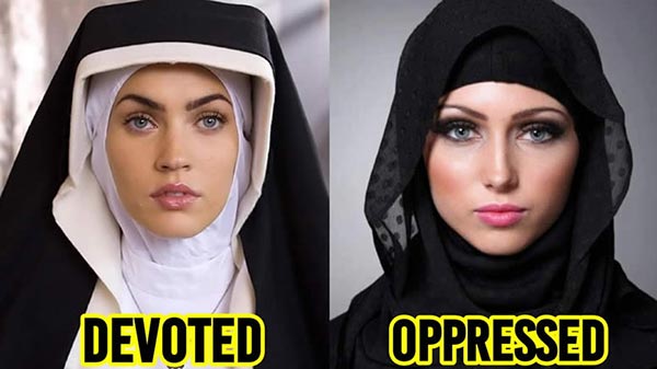 Slöjor hängivna nunnor och förtryckt muslim